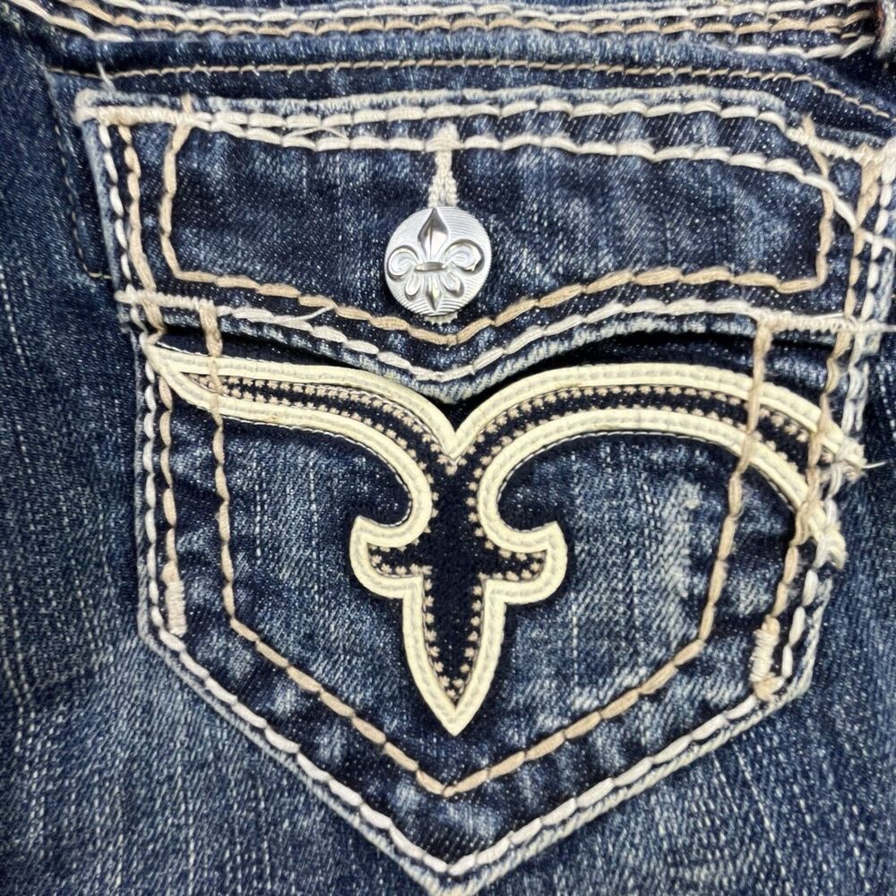 Rock Revival Jamila Boot Jeans Women's 26 Embellished Flap Pocket Distressed - Picture 4 of 16